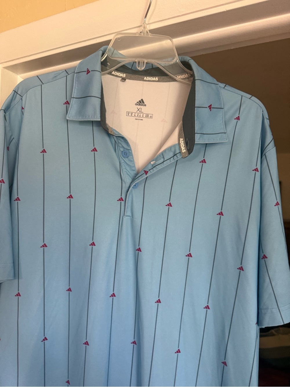 adidas Originals Light Blue Polo with Pink Accent Logos
